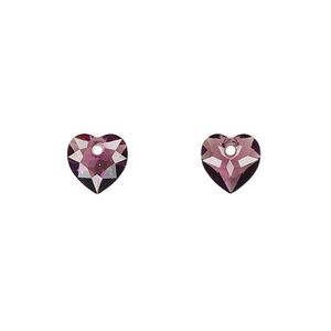 Drop 4pk amethyst, Crystal Passions&reg; 8mm pendant heart cut 6432