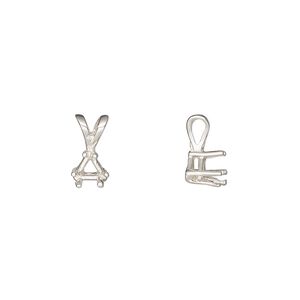 Pendant, Sure-Set&trade;, sterling silver, 5mm 6-prong triangle basket setting. Sold individually.