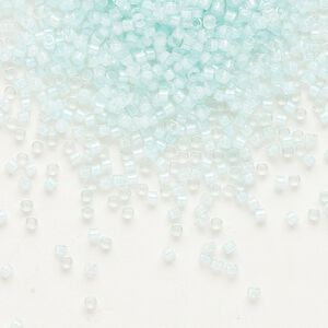 Seed bead, Delica&reg;, glass, pkg/250g, #11 round, translucent aqua mist-lined luster crystal clear (DB-0078).