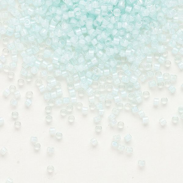 Seed bead, Delica&reg;, glass, pkg/250g, #11 round, translucent aqua mist-lined luster crystal clear (DB-0078). image number 0