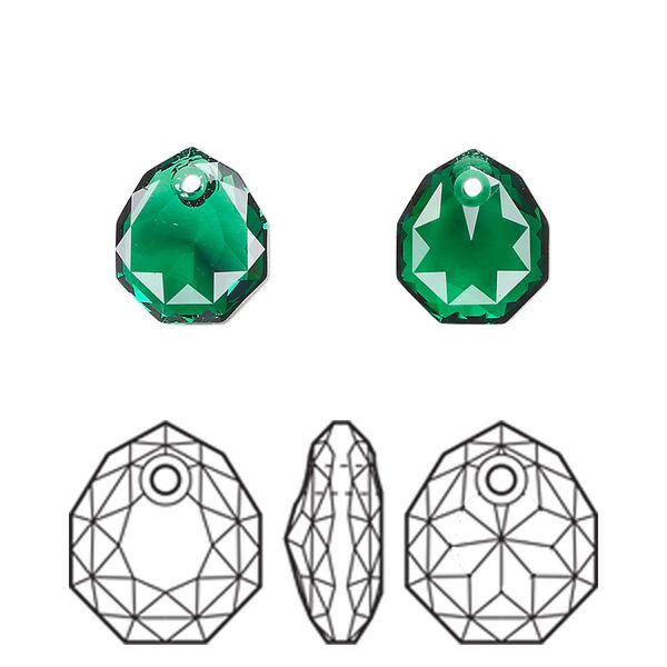 Drop 48pk majestic green, Swarovski&reg; 11.5mm pendant majestic 6436 image number 0