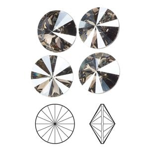 Chaton 4pk black diamond moonlight foil back, Crystal Passions&reg; 10.54-10.91mm rivoli SS47 1122