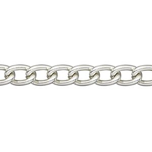 Chain 1pkg1 curb, 5mm, aluminum / anodized silver 25 foot unfinished