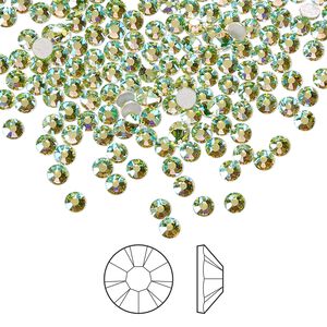 Flat back 144pk limecicle AB foil back, Preciosa MAXIMA Czech crystal hotfix rhinestone 2.7-2.9mm chaton rose round SS10