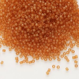 Seed bead, Delica&reg; 1pkg250g glass, #11 round, translucent matte topaz crystal brown / outside dyed (DB-0777)