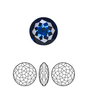 Round stone 48pk dark sapphire foil back, Swarovski&reg; ReCreated&trade; 14mm fancy round 1383