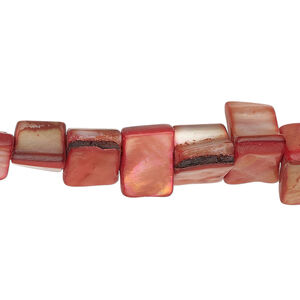 Mother-of-pearl shell 1pkg1, triangle tube bead 15 inch dark red 7x6mm-14x8mm