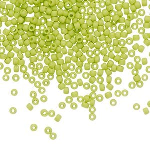 Seed bead, TOHO BEADS&reg;, glass, pkg/7.5g, #11 round, opaque frosted sour apple (TR-11-44F).