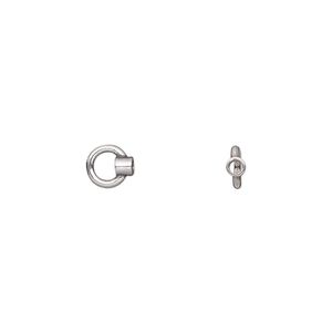 Crimp end 1pkg2 sterling silver, 6.5x5.5mm / 2.5x2mm tube / loop / 1.5mm inside diameter, antiqued / JBB Findings