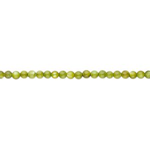 Mother-of-pearl shell 1pkg1, round bead 15.5 to 16 inch moss green 2mm