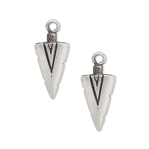 Charm, antiqued "pewter" (zinc-based alloy), 19x10mm double-sided arrowhead. Sold per pkg of 2.