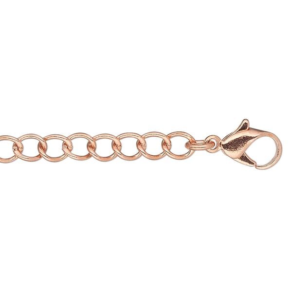 Chain 1pkg1 copper-plated curb, 4mm / lobster claw clasp, copper 24 inch image number 0