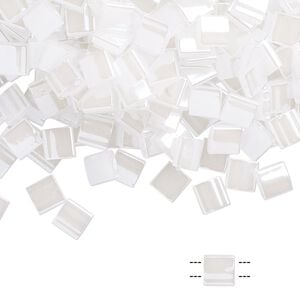 Seed bead, TILA&reg;, glass, pkg/40g, 5mm full tila square, opaque ceylon pearl white, (TL-511).