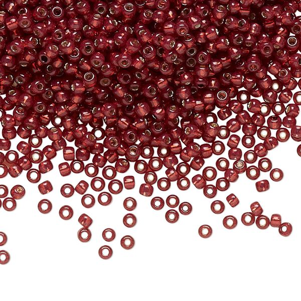 Seed bead, TOHO BEADS&reg;, glass, pkg/50g, #11 round, transparent silver-lined milky pomegranate (TR-11-2113). image number 0