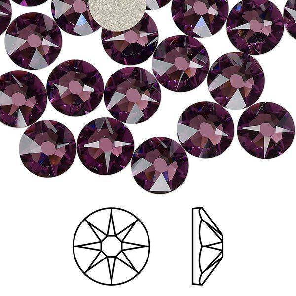 Flat back 144pk amethyst foil back, Swarovski&reg; 8.412-8.672mm rose round SS40 2088 image number 0