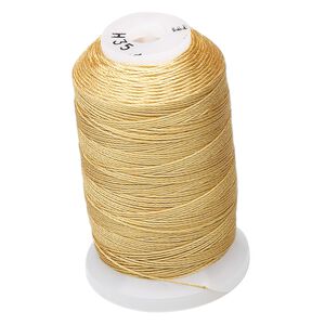 Thread, Purely Silk&trade;, gold, size E. Sold per 200-yard spool.