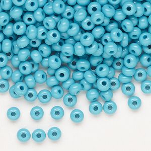 Seed bead, Preciosa Ornela Czech glass, pkg/50g, #6 rocaille, opaque turquoise blue, (63030).
