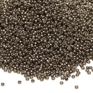 Seed bead, Miyuki 1pkg250g glass, #15 rocaille, Duracoat&reg; opaque galvanized pewter / outside dyed (RR-4222)