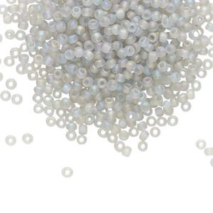 Seed bead, TOHO BEADS&reg;, glass, pkg/50g, #11 round, translucent rainbow frosted black diamond (TR-11-176AF).