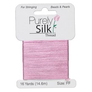 Thread, Purely Silk&trade;, strawberry pink, size FF. Sold per 16-yard card.