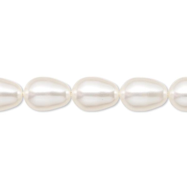 Pearl 250pk white, Swarovski&reg; 11x8mm pear 5821 image number 0