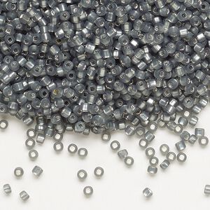Seed bead, Dyna-Mites&trade;, glass, pkg/40g, #11 round, translucent silver-lined matte gunmetal, (86MA:SR 11/0 SR).