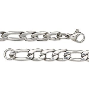 Chain 1pkg1 figaro, 6.25mm / lobster claw clasp, stainless steel 24 inch