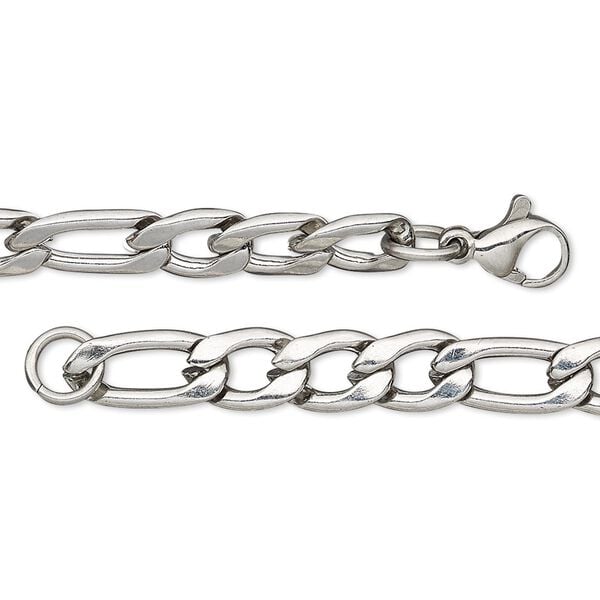 Chain 1pkg1 figaro, 6.25mm / lobster claw clasp, stainless steel 24 inch image number 0