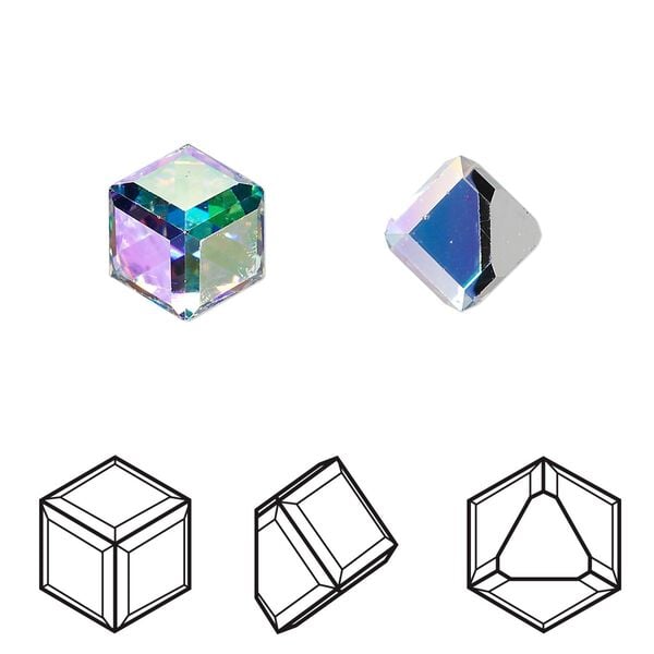 Fancy stone 72pk crystal AB CAL VZ, Swarovski&reg; 8mm flat back cube 4841 image number 0