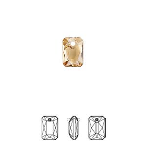 Drop 4pk light Colorado topaz, Crystal Passions&reg; 9x6mm pendant emerald cut 6435