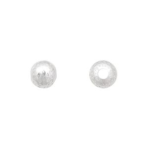 Bead 1pkg10 silver-plated, 8mm dimpled round, brass