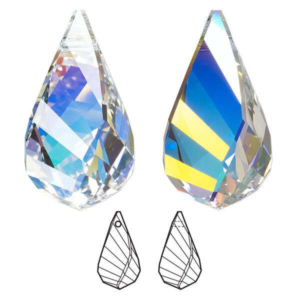 Focal 6pk crystal AB, Swarovski&reg; 37x21mm pendant helix 6020 image number 0