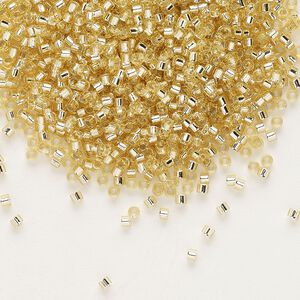 Seed bead, Delica&reg;, glass, pkg/50g, #11 round, transparent silver-lined pale topaz (DB-1212).