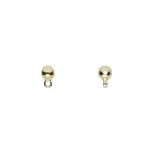 Bead 1pkg10 gold-finished "pewter", 4mm round / closed loop