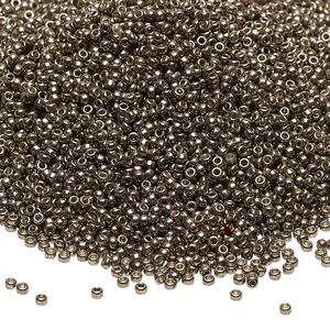 Seed bead, Miyuki 1pkg35g glass, #15 rocaille, Duracoat&reg; opaque galvanized pewter / outside dyed (RR-4222)