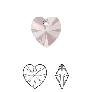 Drop 2pk crystal antique pink, Crystal Passions&reg; 14mm pendant heart 6228