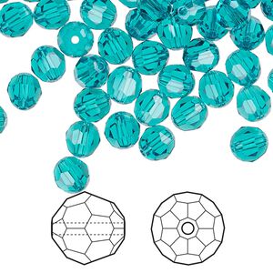Bead 144pk blue zircon, Crystal Passions&reg; 6mm round 5000