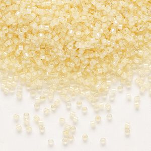 Seed bead, Delica&reg;, glass, pkg/50g, #11 round, translucent ivory-lined luster crystal clear (DB-2371).