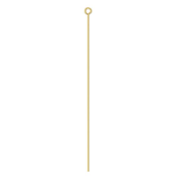 Eye pin 1pkg500 gold-plated, 2.5 inch, 21 gauge brass image number 0