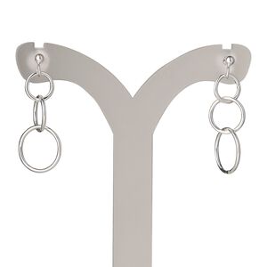 Earstud, Create Compliments&reg;, sterling silver, 23.5mm triple round. Sold per pair.