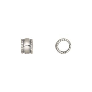 Bead 1pkg1 sterling silver, 7x6mm beaded rondelle, antiqued Dione&reg; JBB Findings