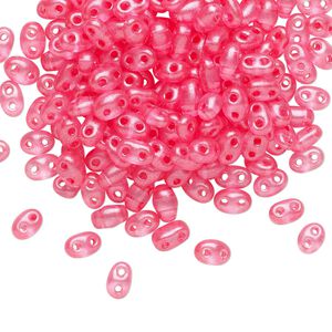 Seed bead, Preciosa Twin&trade; Czech glass, pkg/250g, 5x2.5mm oval, transparent rose terra pearl clear, (08398).