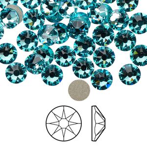 Flat back 288pk light turquoise foil back, Swarovski&reg; 6.32-6.5mm rose round SS30 2088