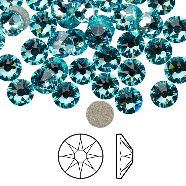 Flat back 288pk light turquoise foil back, Swarovski&reg; 6.32-6.5mm rose round SS30 2088 image number 0