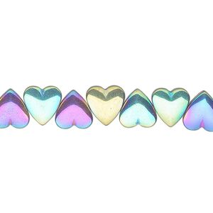 Hemalyke&trade; 1pkg1, electroplated side-drilled heart bead 15.5-16 inch 8mm