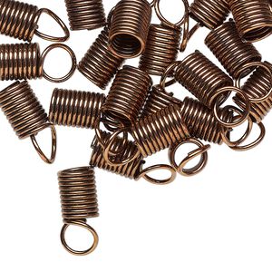 Cord coil glue-in 1pkg1oz bronze-finished, 14x6mm / loop / 4.5mm inside diameter, steel / antiqued