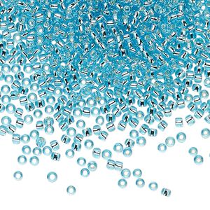 Seed bead, TOHO BEADS&reg;, glass, pkg/7.5g, #11 round, transparent silver-lined aquamarine (TR-11-23).