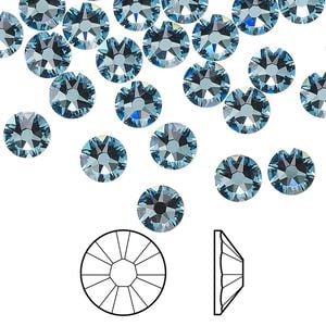 Flat back 288pk aquamarine foil back, Swarovski&reg; 6.32-6.5mm rose round SS30 2088