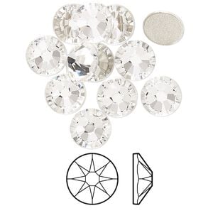 Flat back 12pk crystal foil back, Crystal Passions&reg; 8.412-8.672mm rose round SS40 2088
