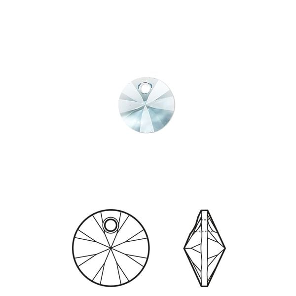 Drop 144pk aquamarine, Swarovski&reg; 8mm pendant mini disk 6428 image number 0